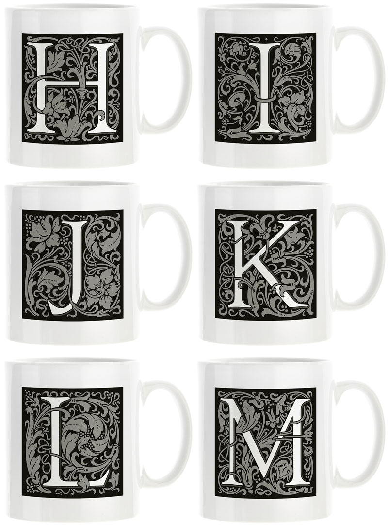 Decorated Initial Mug - Black
