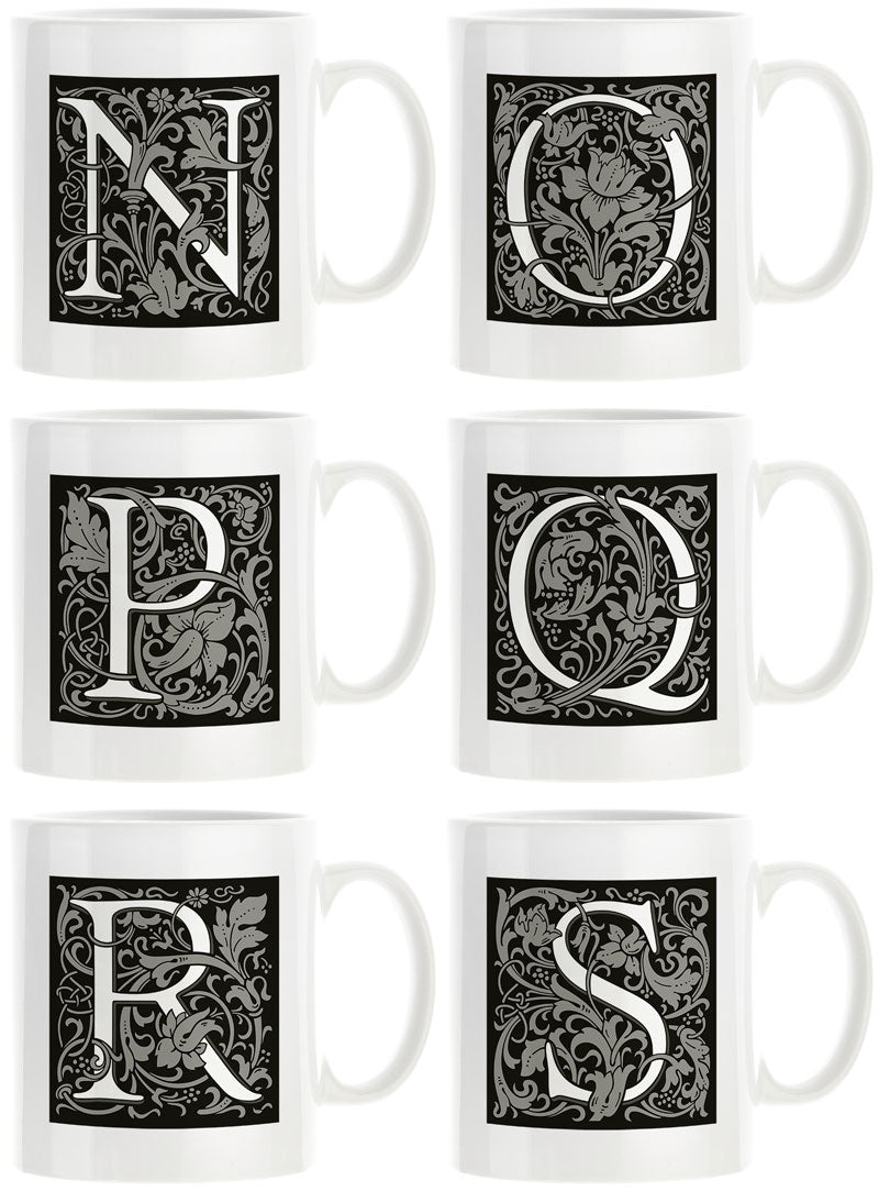 Decorated Initial Mug - Black