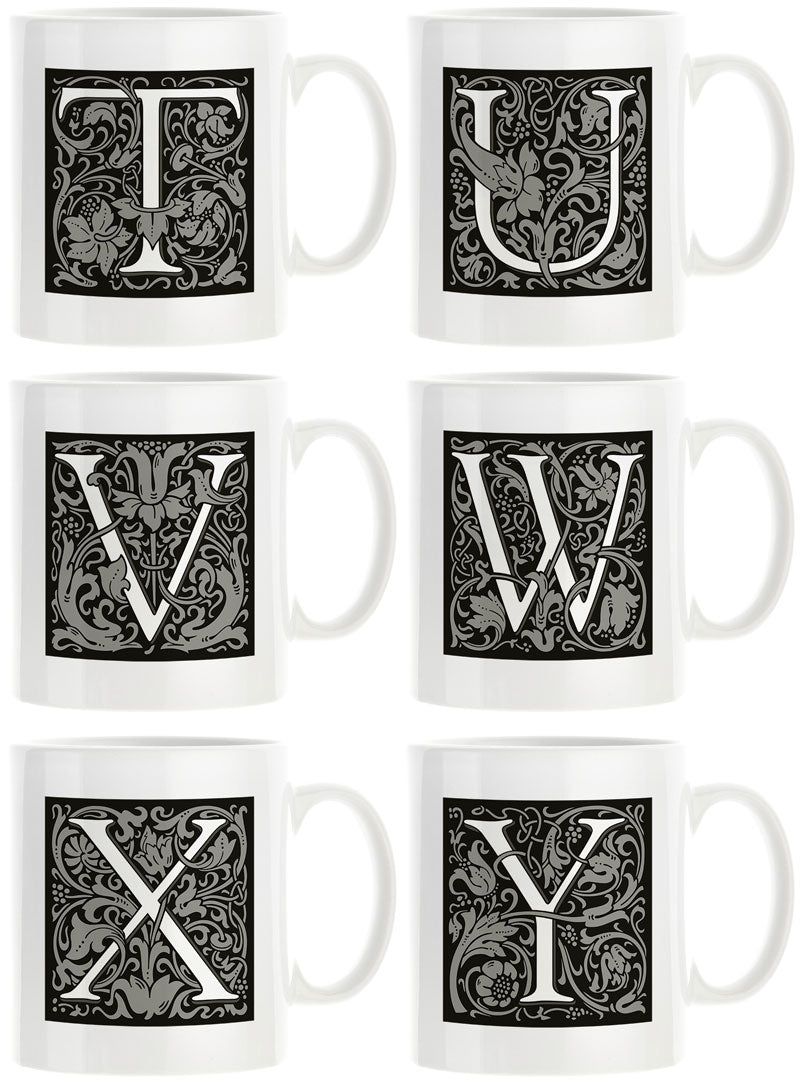Decorated Initial Mug - Black