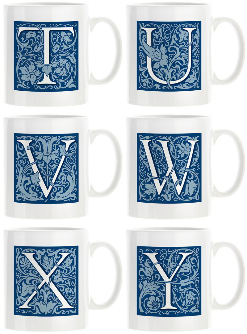 Decorated Initial Mug - Blue