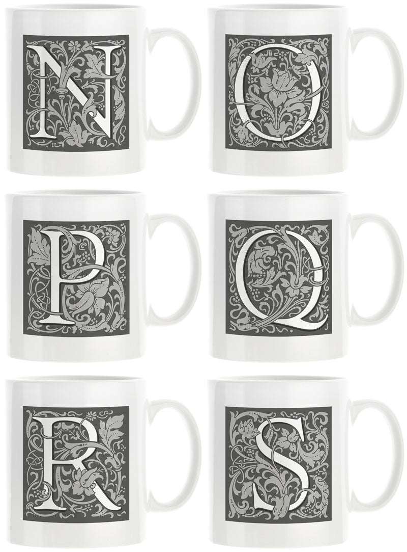 Decorated Initial Mug - Grey