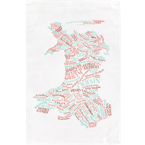 Literary Map of Wales Tea Towel