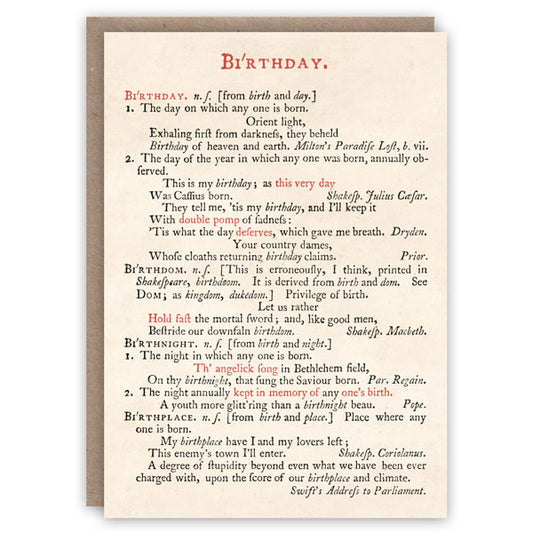 Johnson's Dictionary Birthday Card