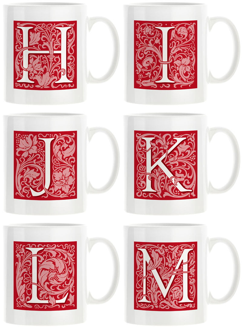 Decorated Initial Mug - Red
