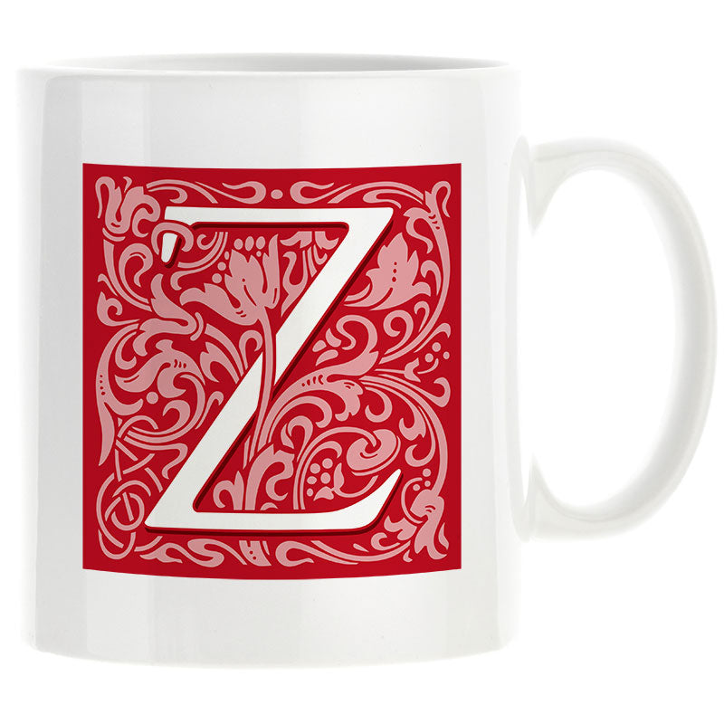 Decorated Initial Mug - Red