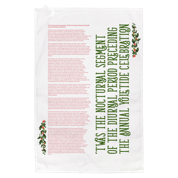 'Twas the Nocturnal Segment of the Diurnal Period Preceding the Annual Yuletide Celebration Tea Towel