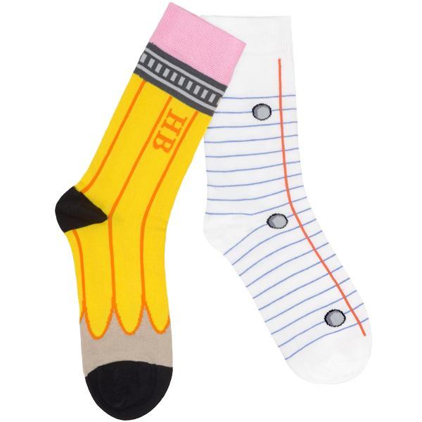 Pencil and Lined Paper Odd Socks